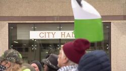 Protesters upset by cancelled Palestinian flag raising at Regina city hall News Clip