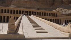 Egypt, Luxor - Mortuary Temple of Hatshepsut - The Ramp Stock Footage