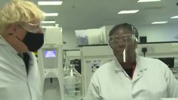 Boris Johnson touring a vaccine lab News Clip