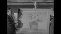 Eisenhower gives Bobby Jones portrait to Jones at Augusta National Golf Course and kicks off blood drive for the Red Cross in DC News Clip