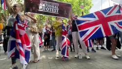 Anti-migrant protesters gather in Bristol as police brace for protests and counter-protests across England News Clip