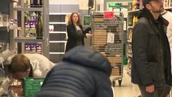 Empty Supermarket Shelf Disinfection News Clip