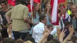 CLEAN : Polish opposition candidate holds rally on final day of presidential campaign News Clip