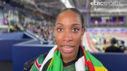 Thea Lafond reacts to making history in the triple jump News Clip