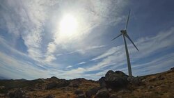 Eco Theme, wind turbine, detailed on top of mountain 4K Stock Footage