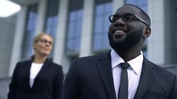 Business people looking afar, concept of self-development, achievement of goal Stock Footage