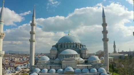 Istanbul's Blue Mosque: Drone Views of Domes and Minarets