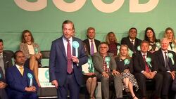 Nigel Farage speaking at Brexit rally in Olympia News Clip