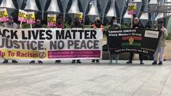 BLM protesters demonstrate outside US Embassy News Clip