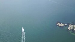 Drone shot of boat Stock Footage