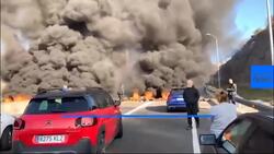 Roads blocked and tyres set alight as Catalan separatists protest against leaders' trial News Clip