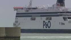 Stock shots P and O ferry departing from Dover News Clip