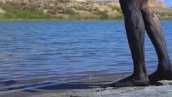 a girl smeared with mud Stock Footage