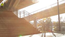 Jogging on a big bridge. Stock Footage