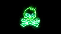 sign skull and bones. Animation icons in power aura Stock Footage