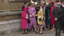 Queen Elizabeth II and other Royal Guests Wave Off Lady Gabriella Windsor and Thomas Kingston After Royal Wedding News Clip