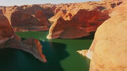 Drones Capture Lake Powell's Stunning Canyons and Waters Stock Footage