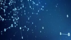 Blue Dollar icon Moving With Connected Lines Abstract Polygonal Geometrical with connected polygons plexus points, dots, lines, triangles Seamless Loop Animation For Stock Market Stock Footage