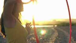 girl with Hoop in nature Stock Footage