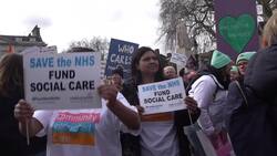 Campaigners from the Providers Unite coalition take part in a rally for the social care day of action News Clip