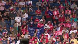 Cheering Donald Trump supporters at campaign launch News Clip