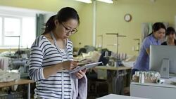 Female Designer Studying Color Samples Stock Footage