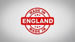 Made In England Signed Stamping Text Wooden Stamp Animation. Red Ink on Clean White Paper Surface Background with Green matte Background Included. Stock Footage