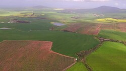 AERIAL farm land/ Philadelphia/ South Africa Stock Footage