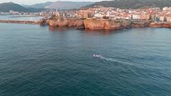 Drone Views of Castro Urdiales: Spain’s Cantabrian Coastal Beauty Stock Footage