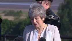 Theresa May making speech at D-Day memorial service News Clip