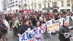 CLEAN : Turnout down but thousands in Paris to protest pension reform News Clip