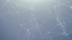 Abstract Digital Concept of Geometrical Figures: Polygon Plexus Fractals Moving, Connecting Themselves and with Particles. Triangular Technological Concept Seamless Loop Background Animation Stock Footage