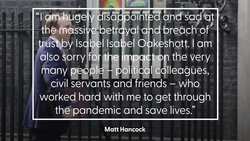 Hancock ‘hugely disappointed and sad’ after WhatsApp messages sent to newspaper News Clip