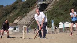 Ed Davey plays beach cricket to warm up for conference speech News Clip
