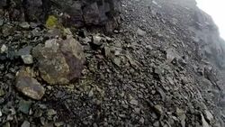 Mountain climbing, walking, hiking in low-visibility, Black Cuillin, Isle of Skye Stock Footage