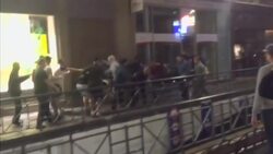 Soccer fans clash in French town News Clip