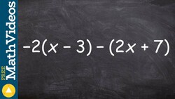 How to simplify an expression by applying distributive property twice, -2(x-3) - (2x+7) Instructional Video