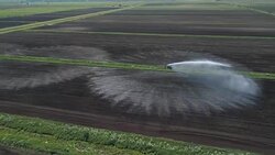 Irrigation system on agricultural land Stock Footage