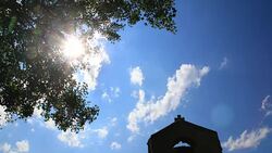 Timelapse of french tower bell with shining sun in Pyrenees, France Stock Footage