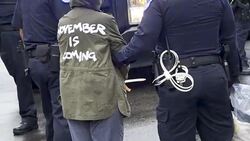 ANTI–Brett Kavanaugh – Multiple arrested for civil disobedience on day of Kavanaugh/Ford hearing Stock Footage