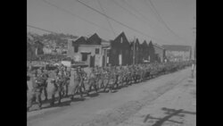 Soldiers' goodbyes before leaving for Korea; scenes of warfare there News Clip