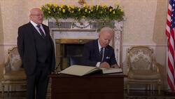 Irish president waves goodbye to Joe Biden in Dublin News Clip