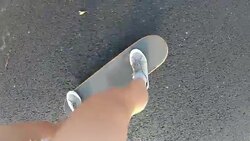 Skateboarding  POV - People skating on a highway road. Stock Footage