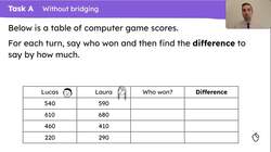 Subtract 3-digit multiples of 10 by finding the difference between them Instructional Video