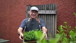 Portrait of Farmer Showing Plants Stock Footage