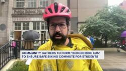 Local volunteers help kids get to school with the Bergen bike bus News Clip