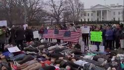 Teens hold lie-down protest near White House in Washington News Clip