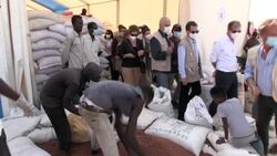 CLEAN : EU delegation visit Ethiopian refugees in Um Raquba camp News Clip