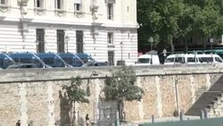 CLEAN : Paris attacks trial: prison convoy arrives at Paris courthouse News Clip