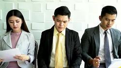 Stressful group of people waiting for job interview. Stock Footage
